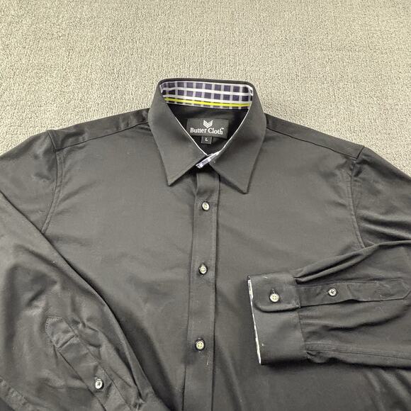 Buttercloth Shirt Adult Large Black Button Up Long Sleeve Active Casual Men's - Picture 8 of 14